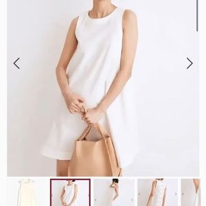 A-line white linen dress